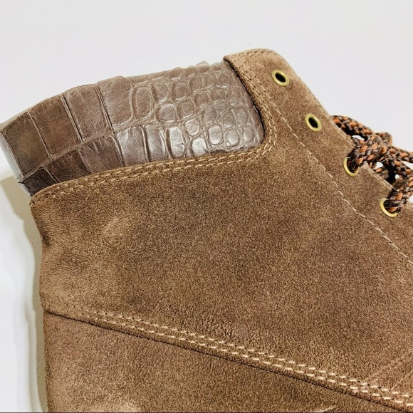 Stuart Weitzman brown chunky heels suede lace up platform boots - Picture 4 of 13